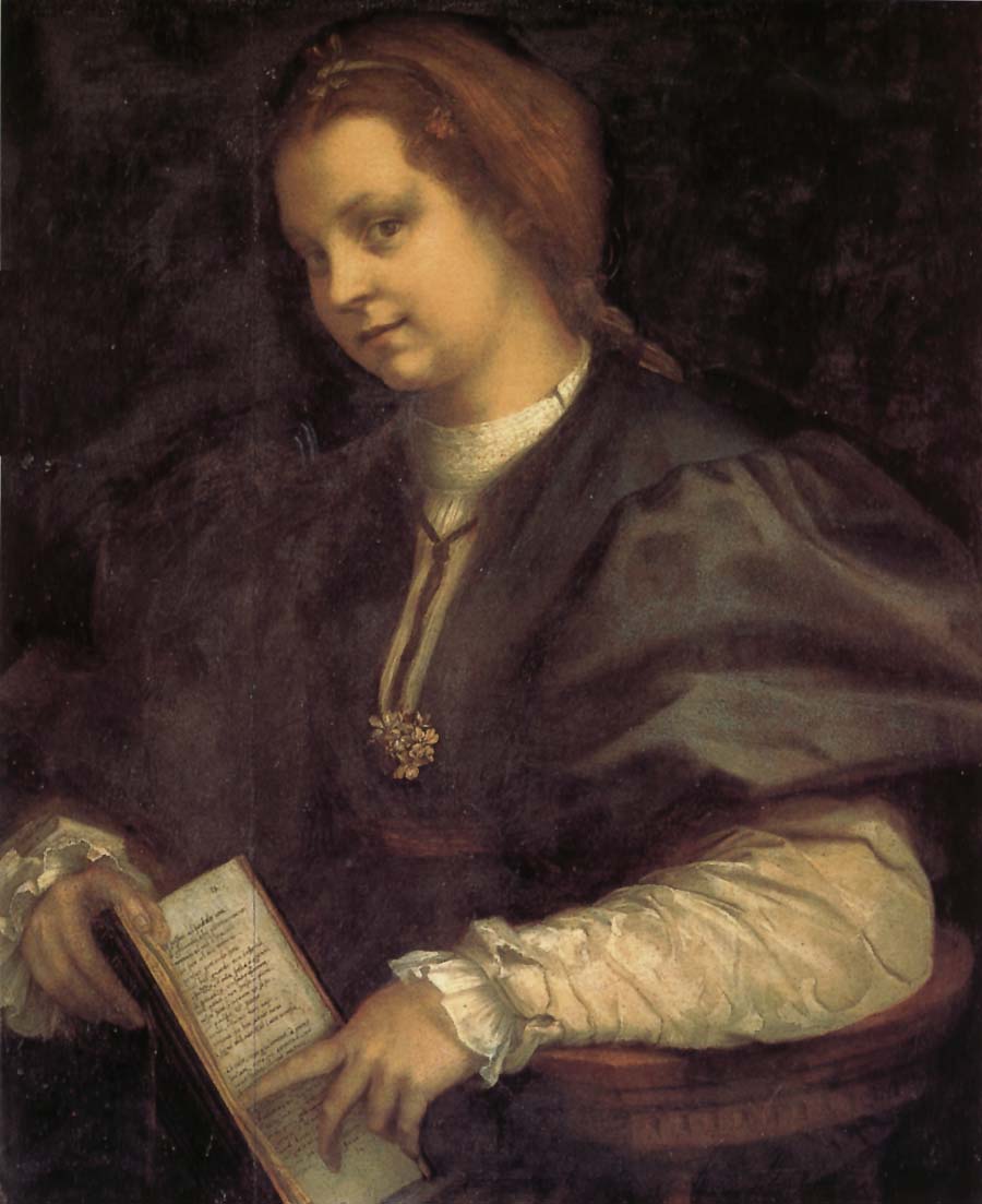 Portrait of girl holding the book
